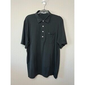 Criquet Mens Polo Shirt Large Black Pima Cotton Spandex Short Sleeve Pocket